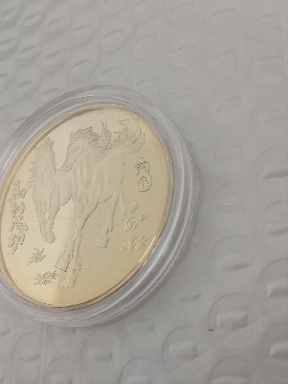 Gold-Tone Commemorative Coin with Horse Design - Picture 3 of 5